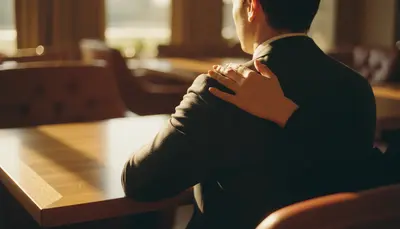 Woman's hand resting on partner's shoulder representing a Female Led Relationship