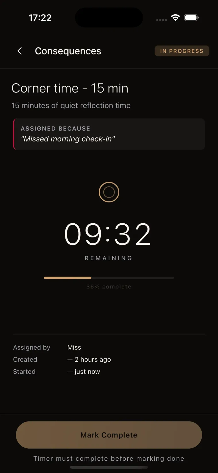 Consequence timer